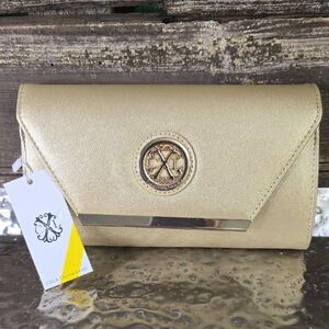 CXL by Christian Lacroix Gold Clutch Bag With Detachable Chain, NWT